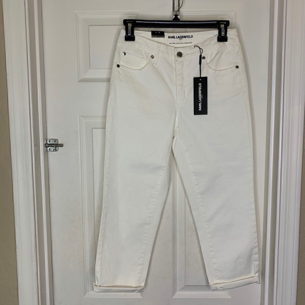 Karl Lagerfeld White Capris with Slimming Panels